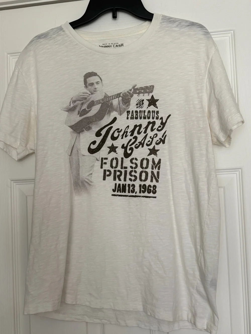 Lucky Brand White Johnny Cash Folsom Prison Graphic Tee